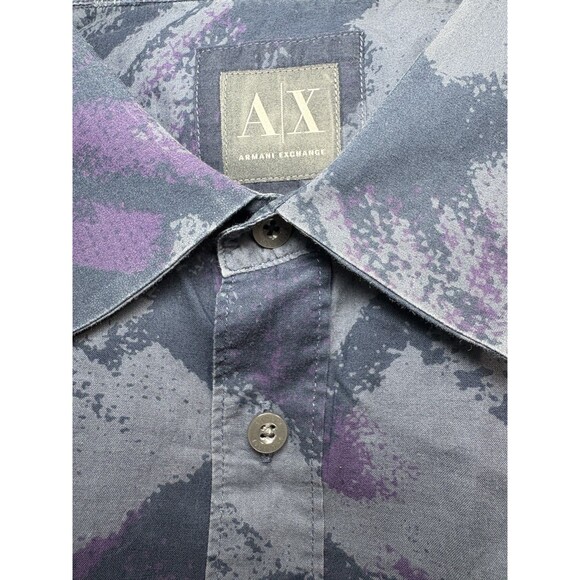 Armani Exchange Mens Gray Purple Black Graphic Shirt Long Sleeve Button Down XL - Picture 2 of 4